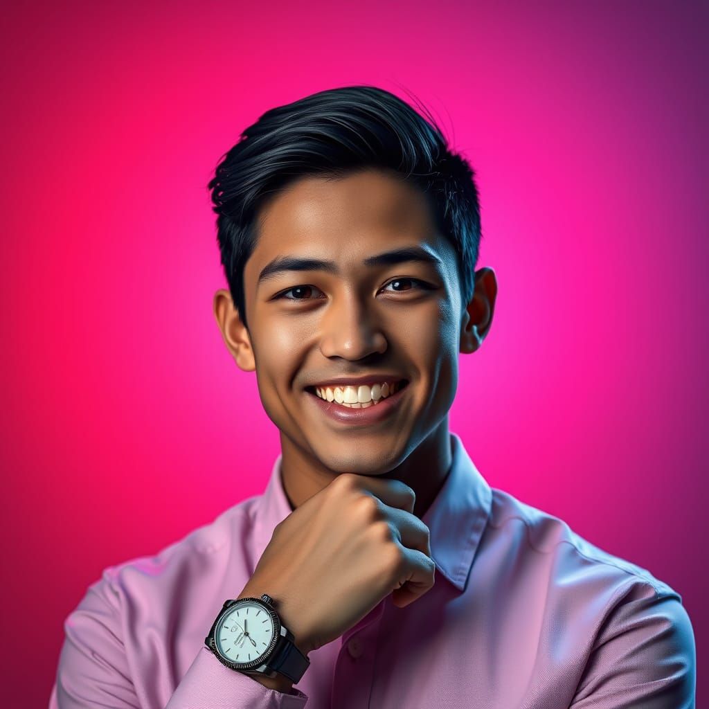 Clean-Cut Man Portrait with Dynamic Lighting in Digital Art ...