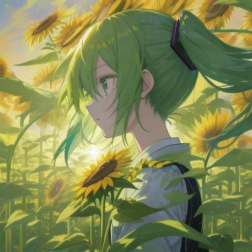 Hatsune Miku Sunflower Field Concept Art