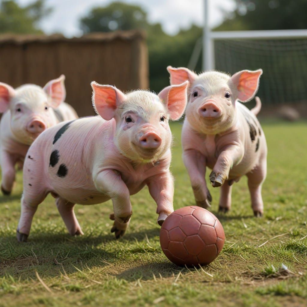 Piglets playing football