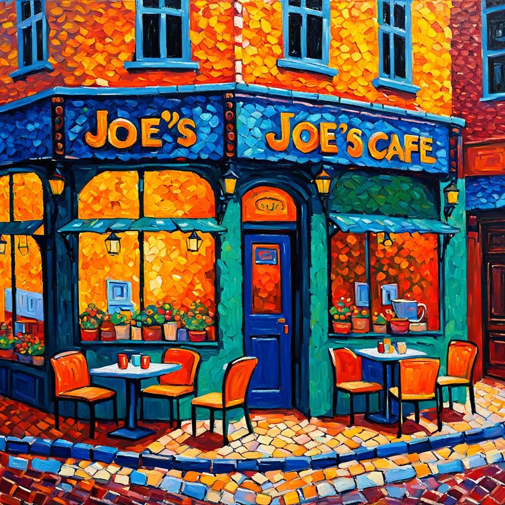 Sleepy Joe's Café: A Neo-Impressionist Oil Painting