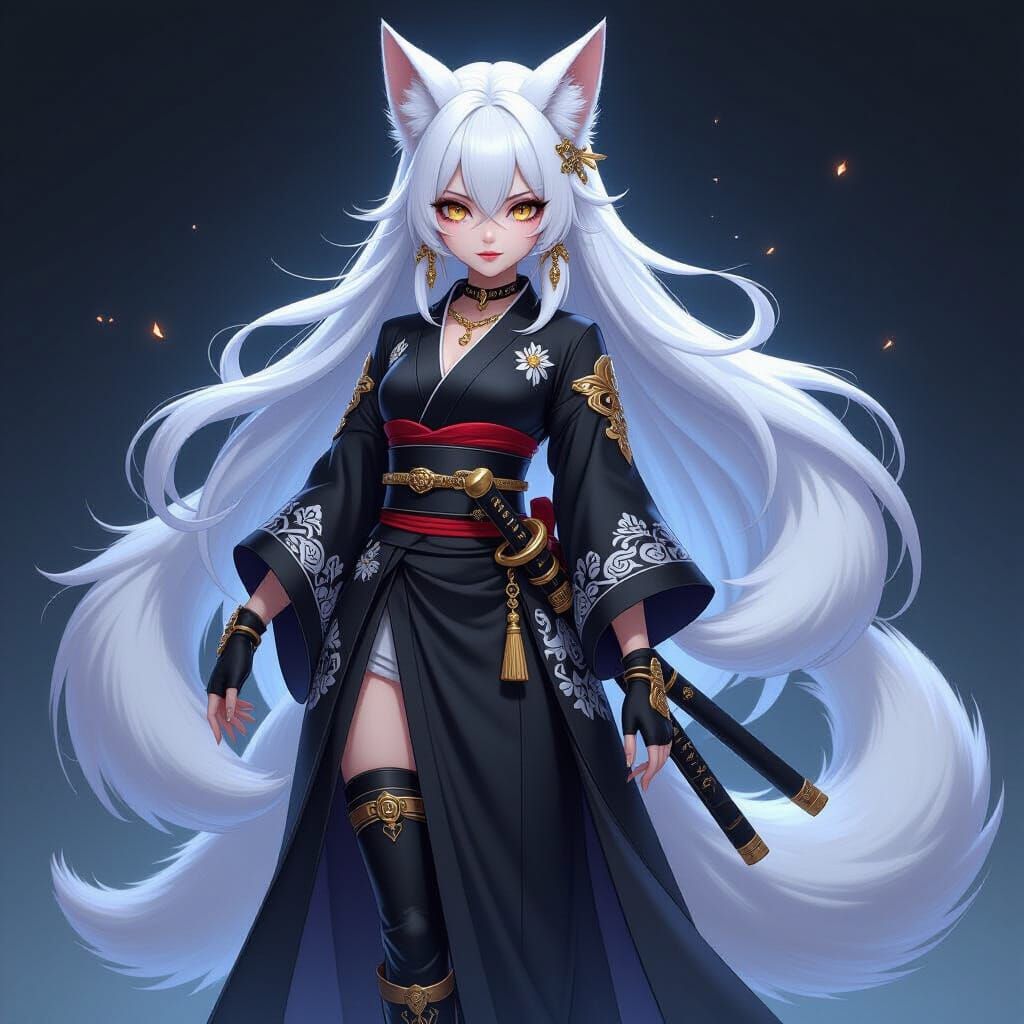 Anime Admiral with Kitsune Ears and Katana