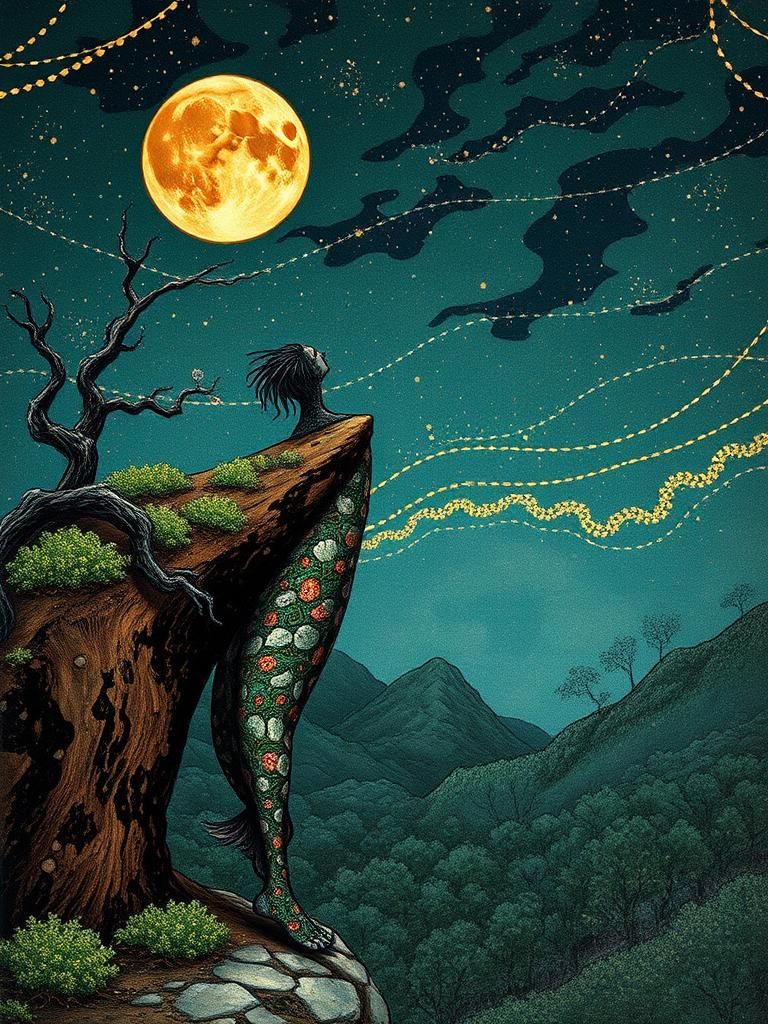 Surreal Cloisonné Landscape at the Edge of Forever