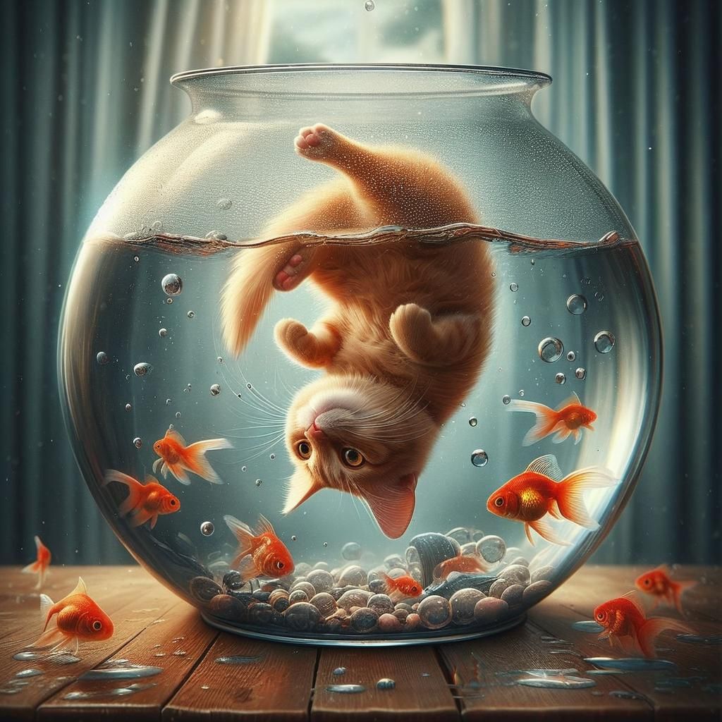 Cat Submerged in Fishbowl: Fantasy Realism