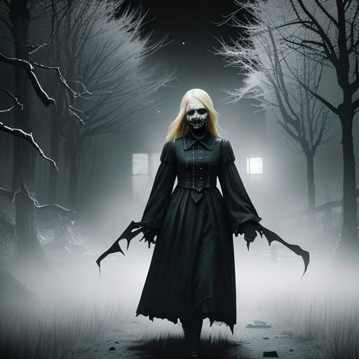 Ominous Blond Fate with Unsettling Star-Colored Eyes