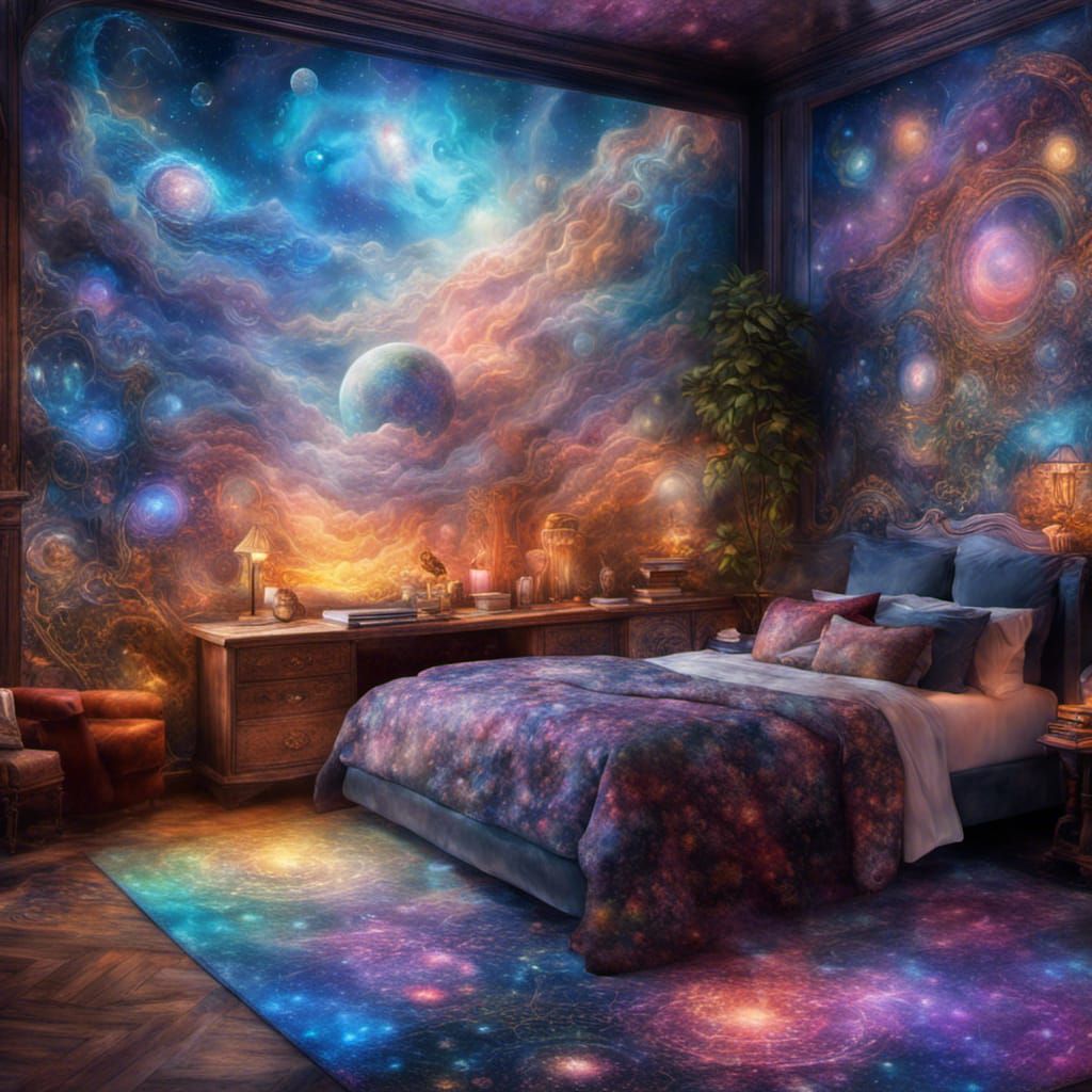 Holographic Astral Interior Design in Ethereal Style