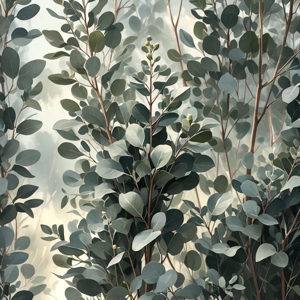 Botanical Eucalyptus Plant Close-Up