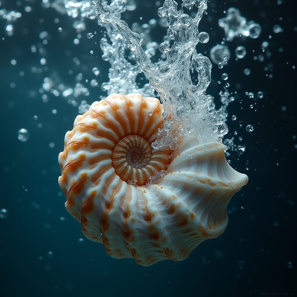 Nautilus Shell Falls into Deep Water in Vogue Style