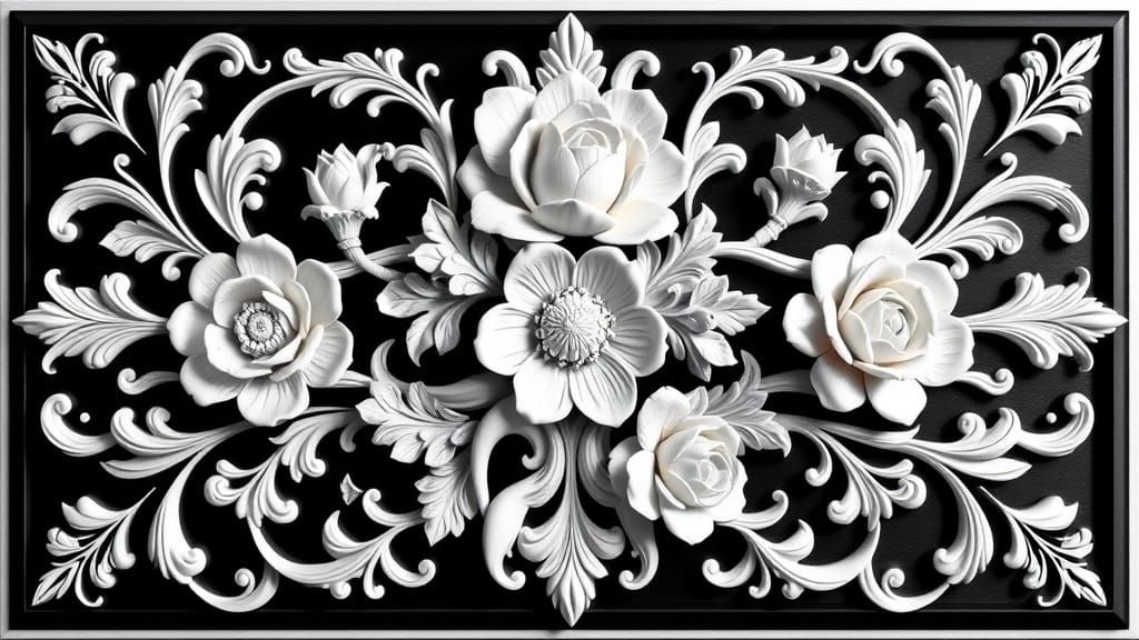 Baroque-Inspired Wooden Ornament in Modern Style