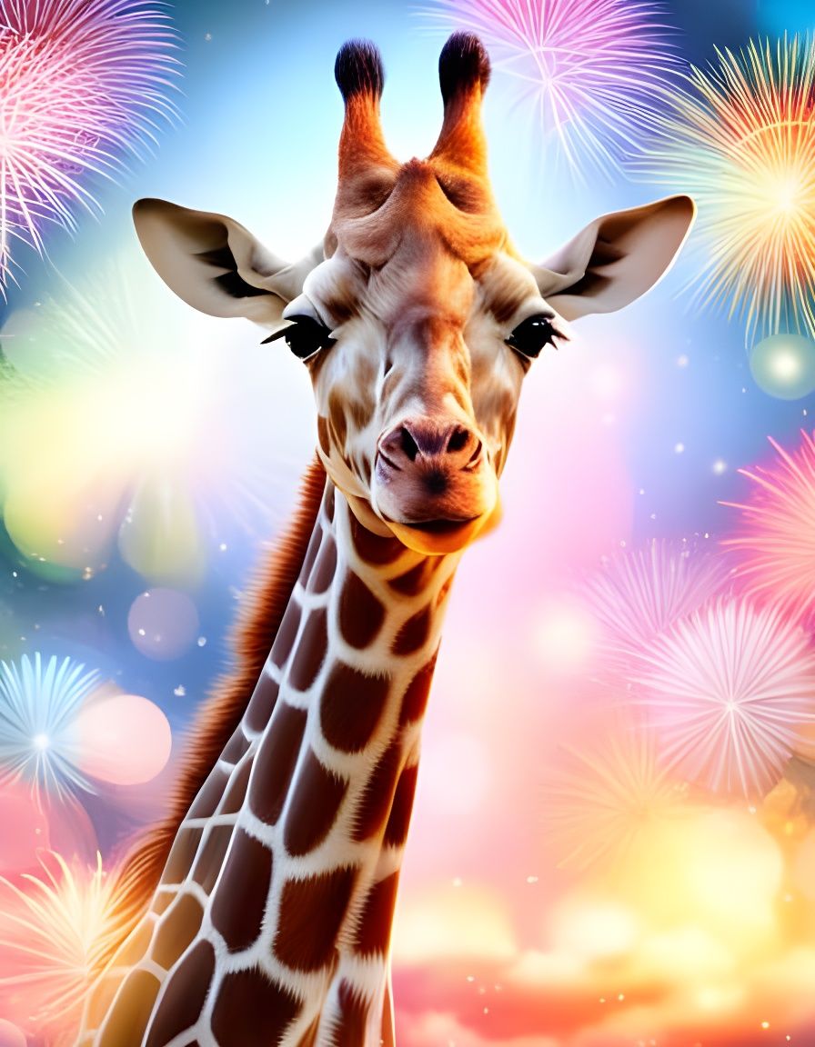 Giraffe Wins Ski Race with Fireworks Display