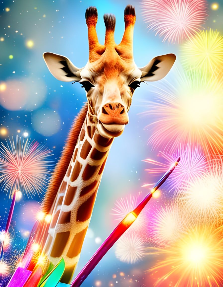 Giraffe Wins Ski Race: Pop Art Style