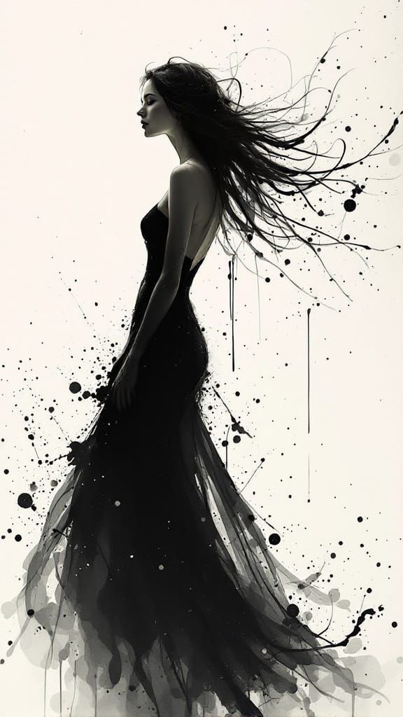 Ethereal Figure Study in Ink Wash Style