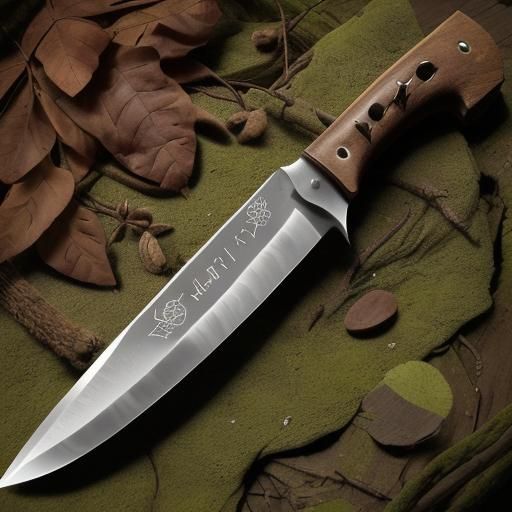 Engraved Billhook Knife in Forest Setting