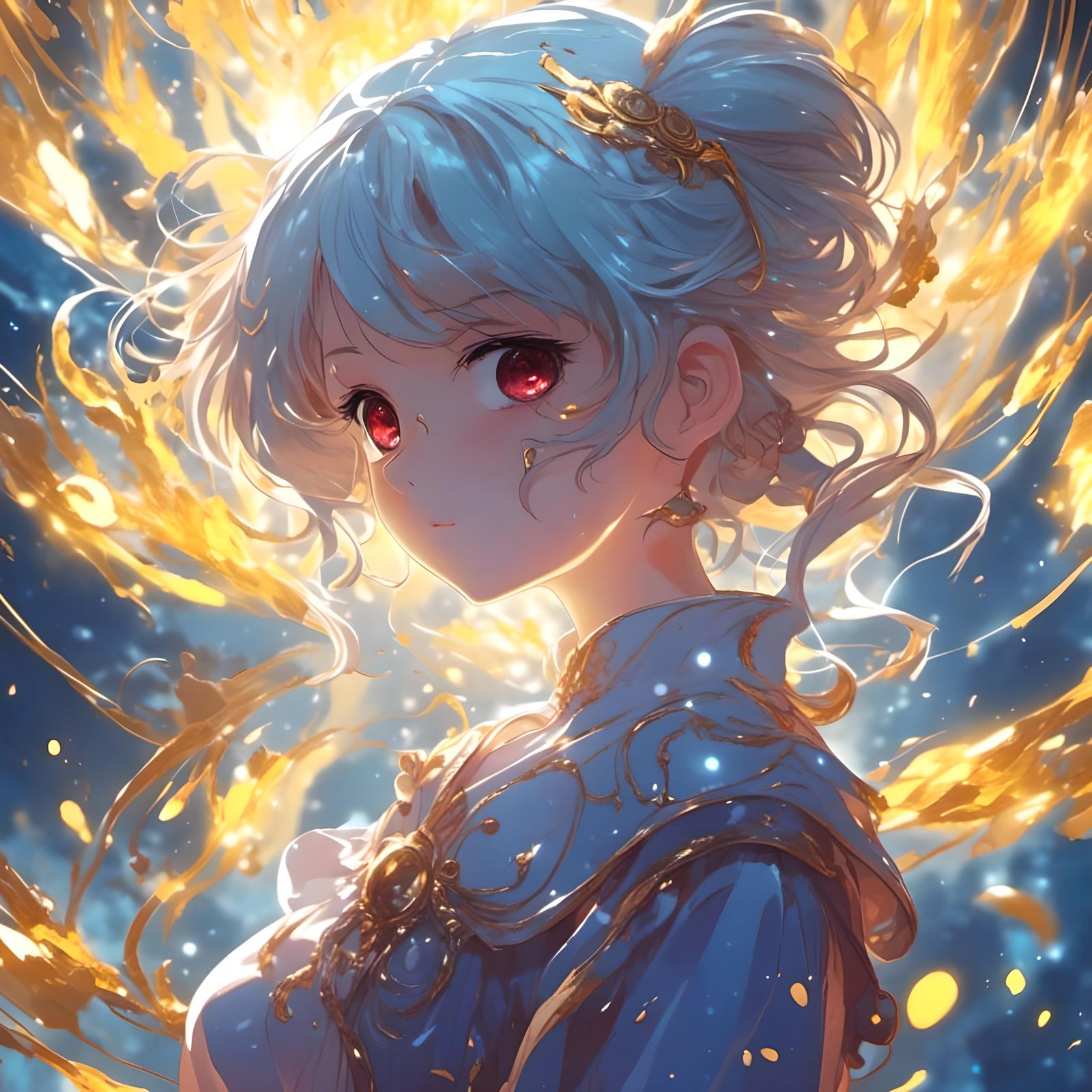 Curvy Anime Girl Blushing in Cel-Shaded Style