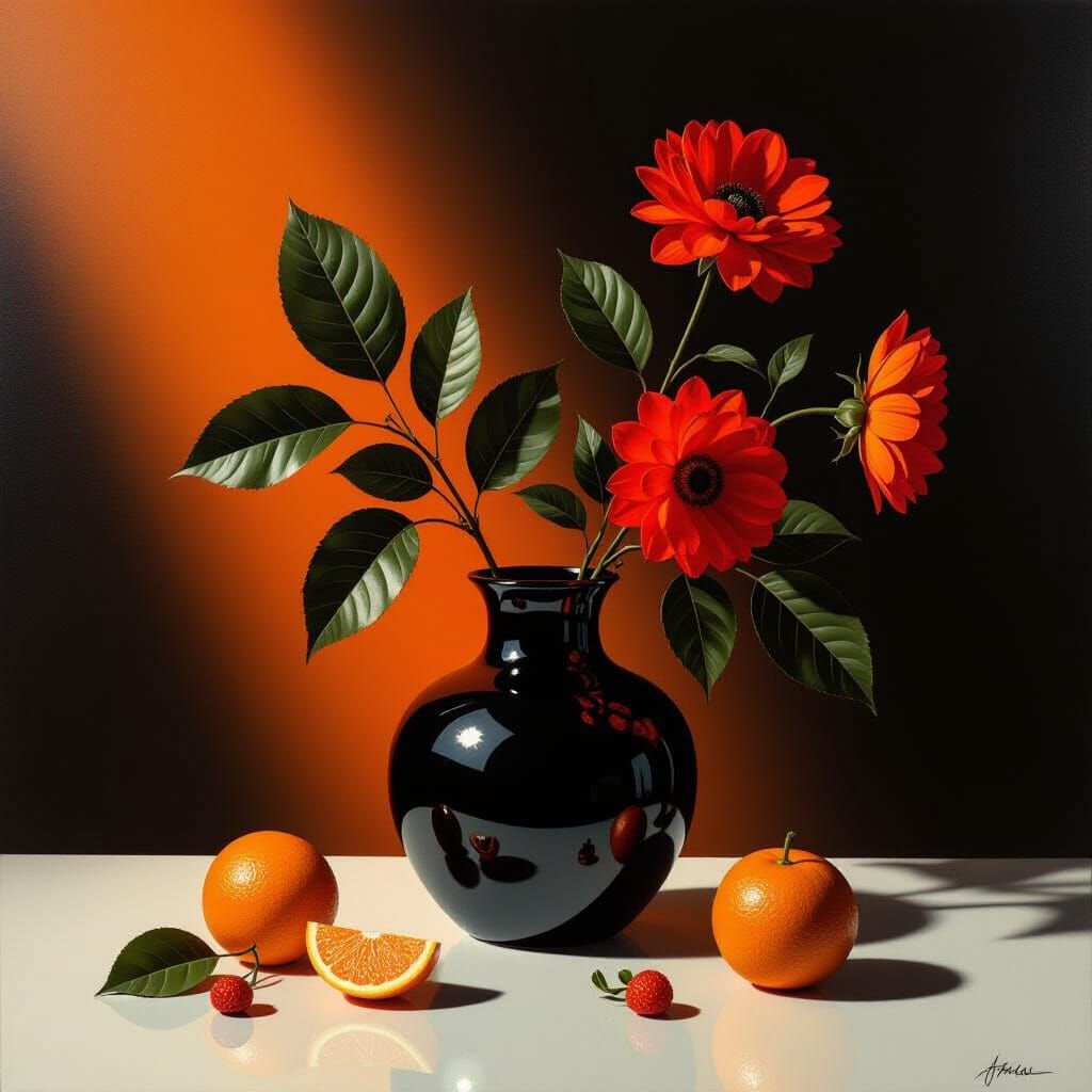 Surrealistic Black and Orange Still Life