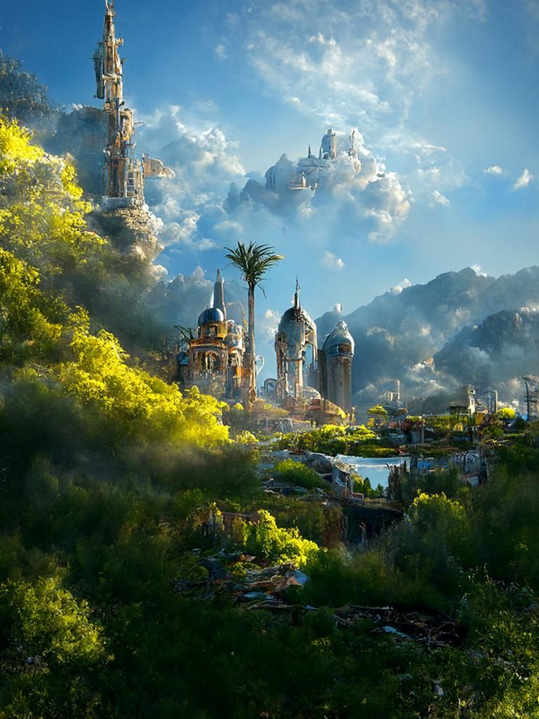 Fantastical City in Clouds: Hyperrealistic Digital Art