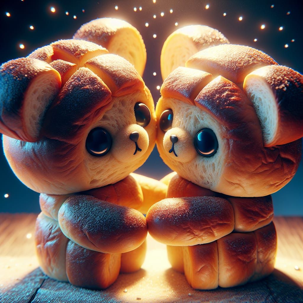 Two bears made of bread