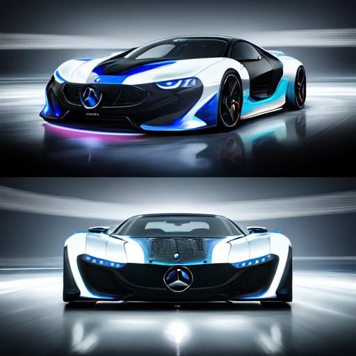 Futuristic BMW Mercedes Fusion in Neon Hyperrealism