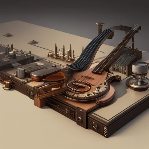 Cartoon Skull Playing Guitar, Detailed Art