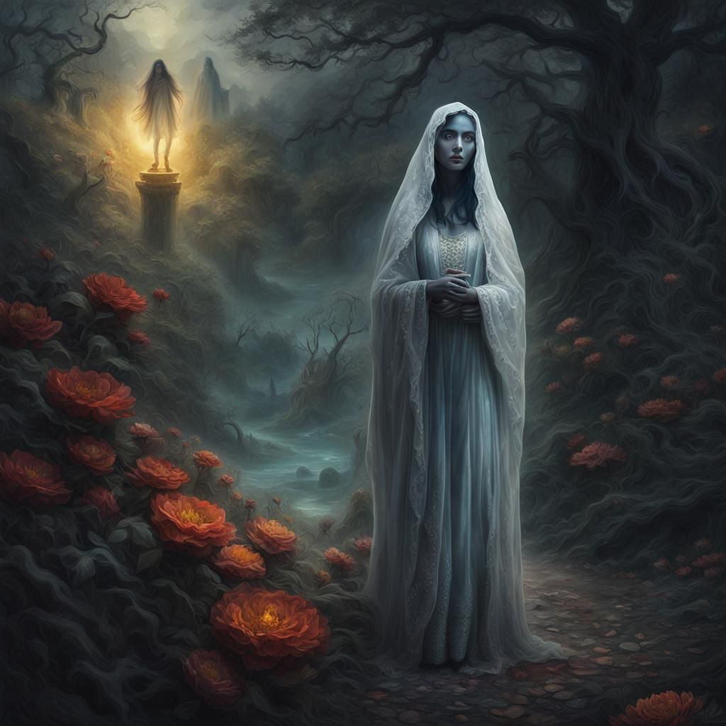 Stunning Ghost Female: La Llorona in Matte Painting Style