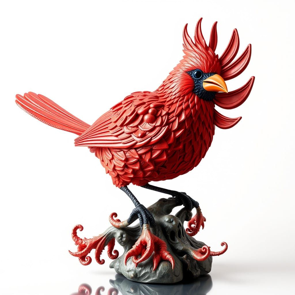 Fractal Cardinal Sculpture in Surreal Mandelbrot Style