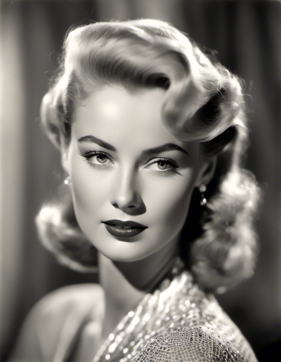 Stunning Blonde Actress in 1950s Style Photo