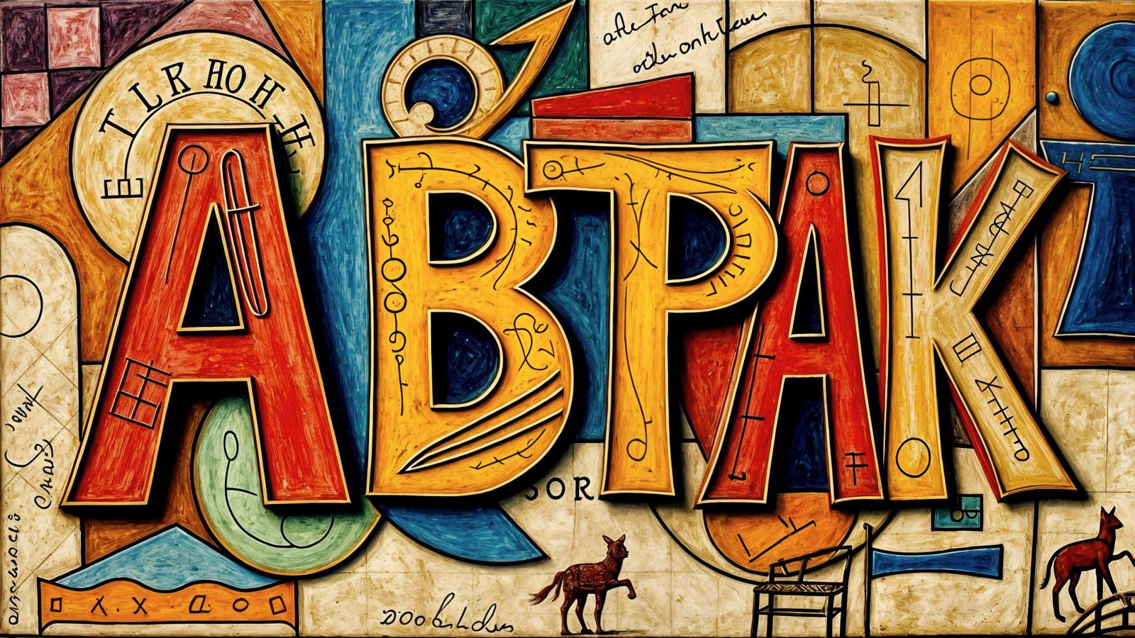 Abstract Naive Surreal Art with Letters