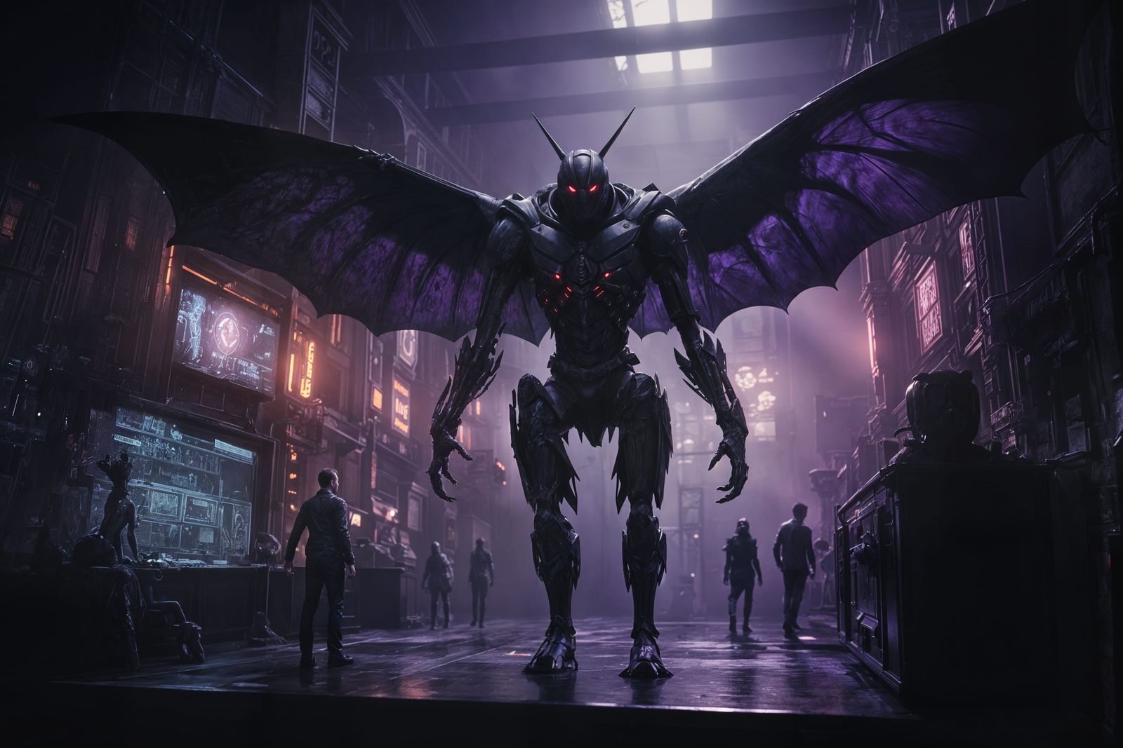 Mothman Dances in Gothic Cyberpunk Nightclub