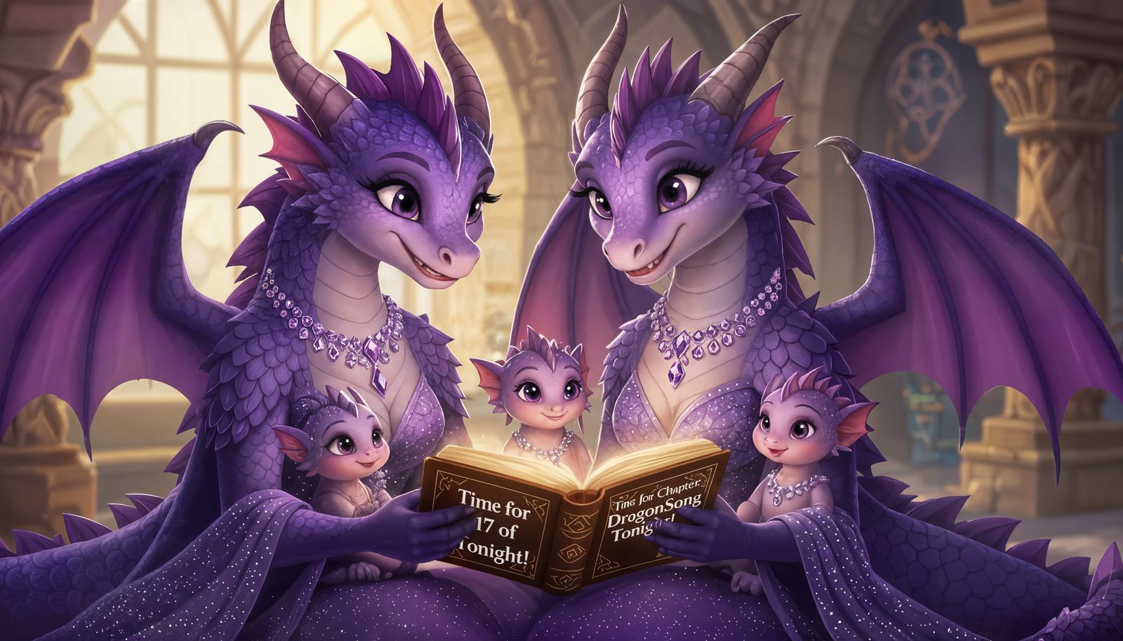 Majestic Purple Dragon with Diamond Necklace