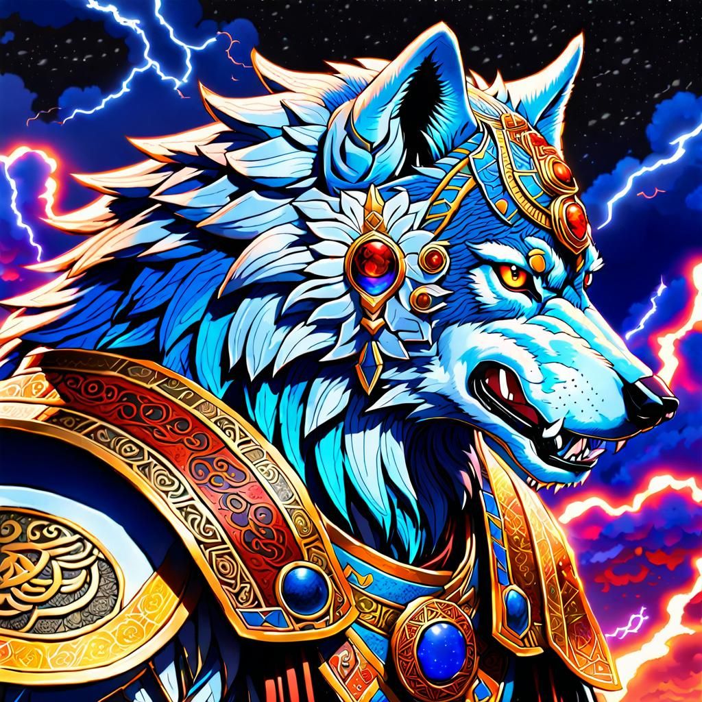 Wolf as Persian Warlord in Anime Style