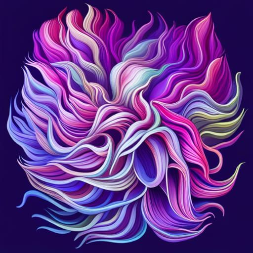 Neon Dahlias Bouquet in Abstract Art Style