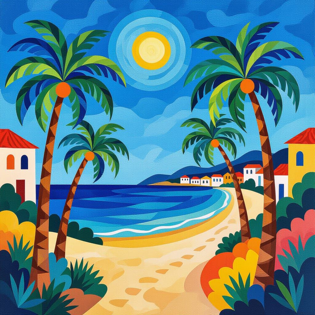 Embroidered Seascape Inspired by Matisse and Miró