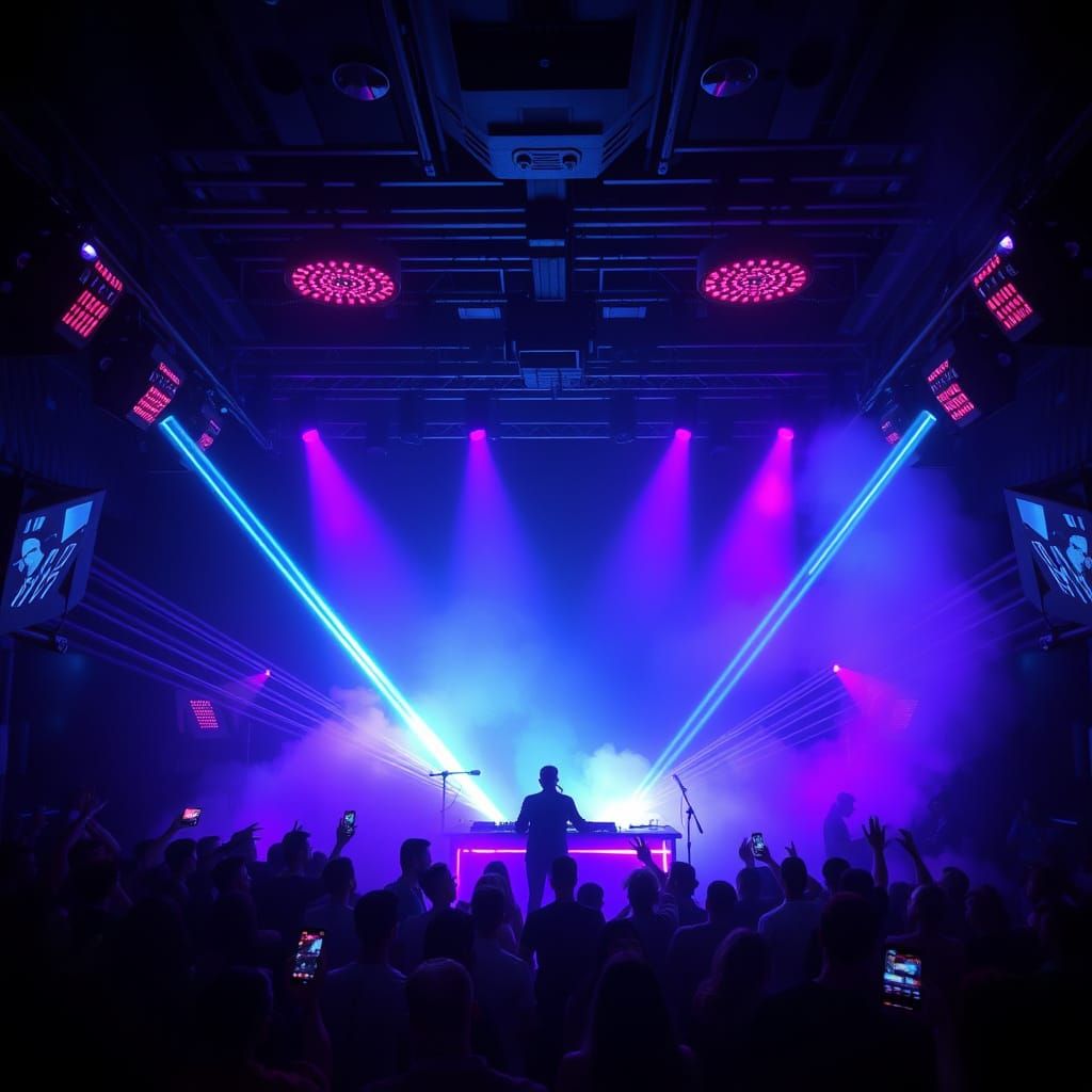 Neon Nightclub Scene in Cyberpunk Style