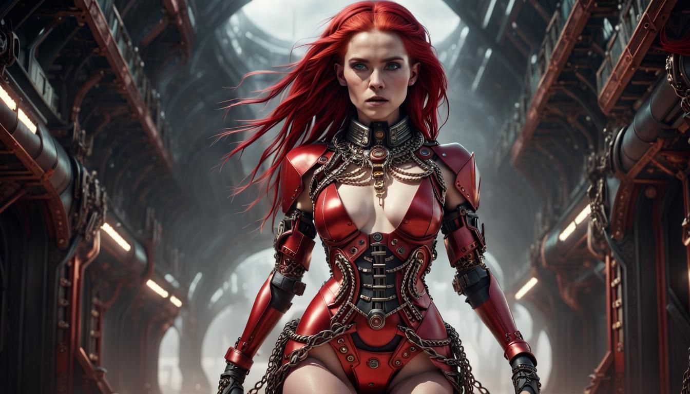 Sci-Fi Fashion Model in Cyberpunk Style