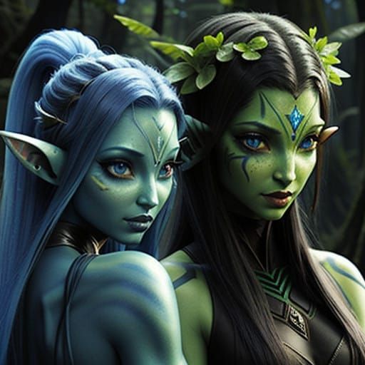 Exotic Alien Elf Maiden in Avatar-Inspired Hybrid Form