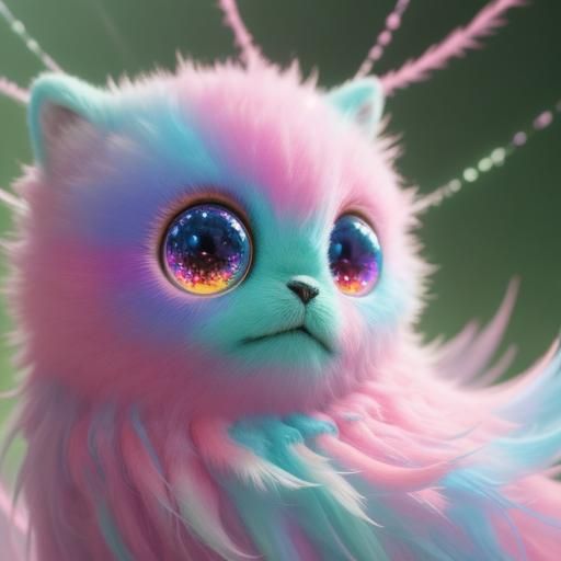 Kawaii Alien Spider on Cotton Candy in 3D Anime Art