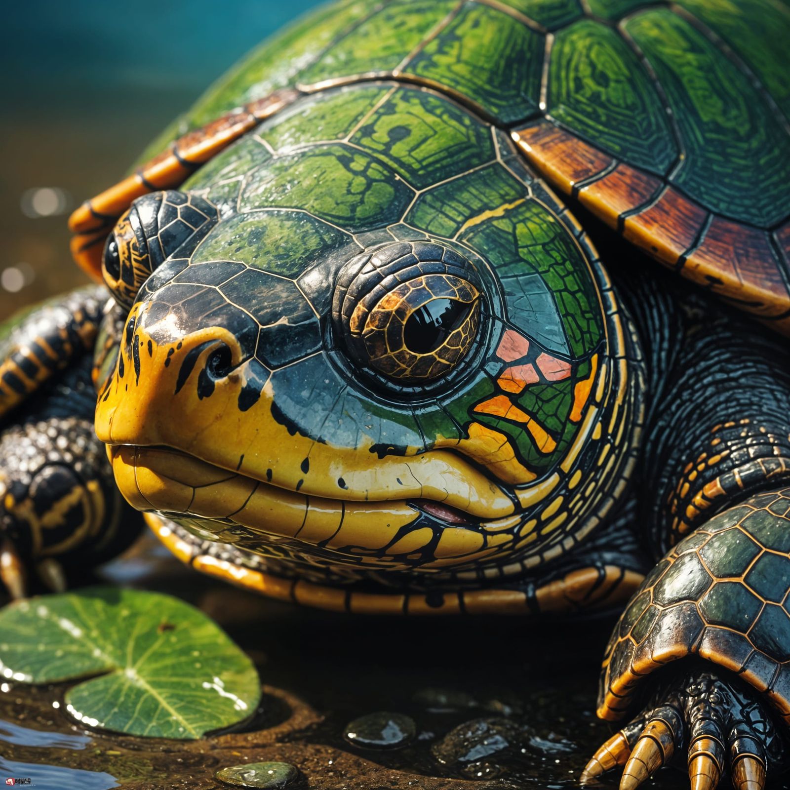 Detailed Close-up of Painted Turtle Face