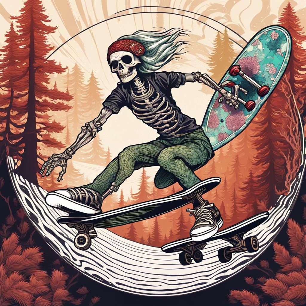 Punk Rock Mermaid Scene in Abstract Style