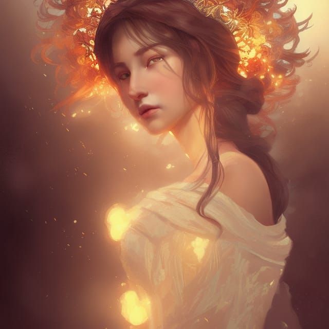 Intricate May Queen Portrait in Art Nouveau Style