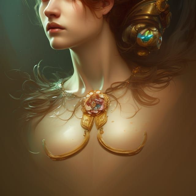 Intricate May Queen Portrait in Art Nouveau Style
