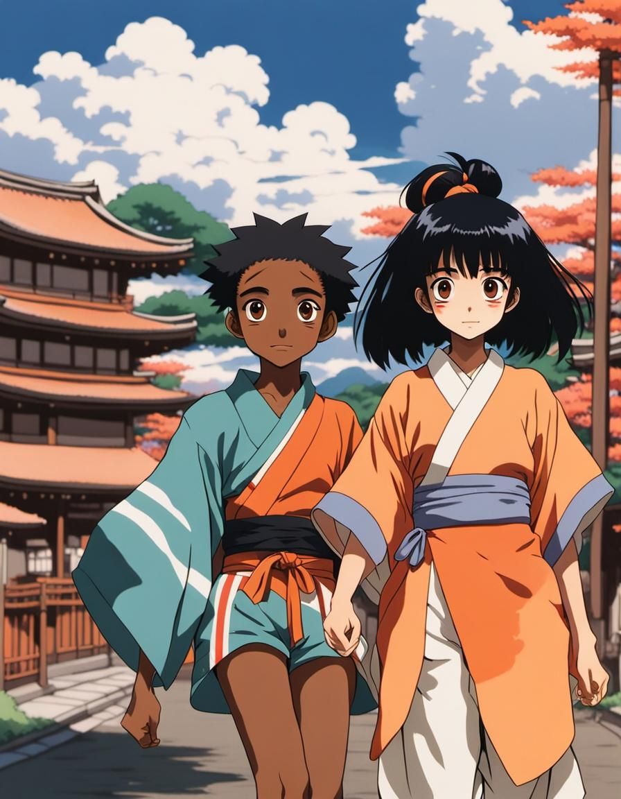Anime-Style Scene of Children in Japan