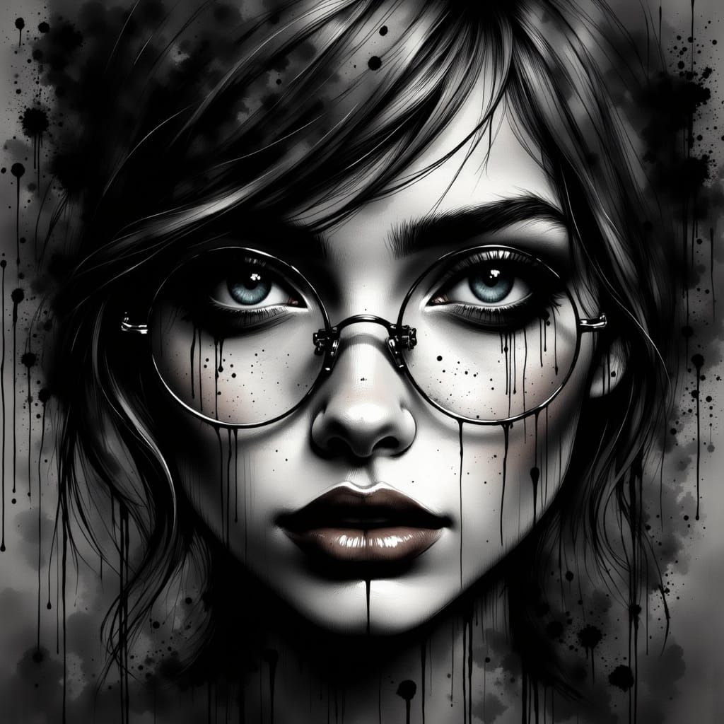 Mysterious Eyes Emerge from Dark Charcoal Ink