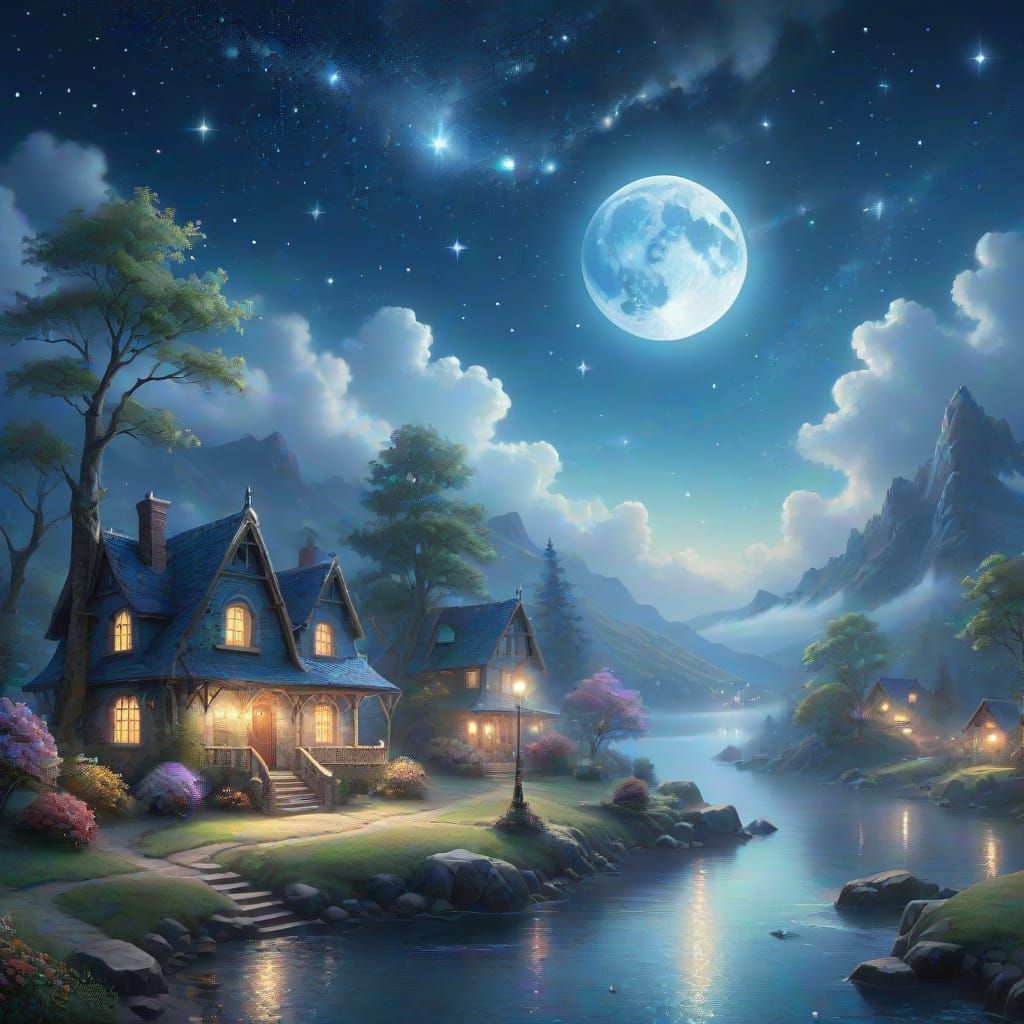 Ethereal Moonlit Sky in Dreamy Colors