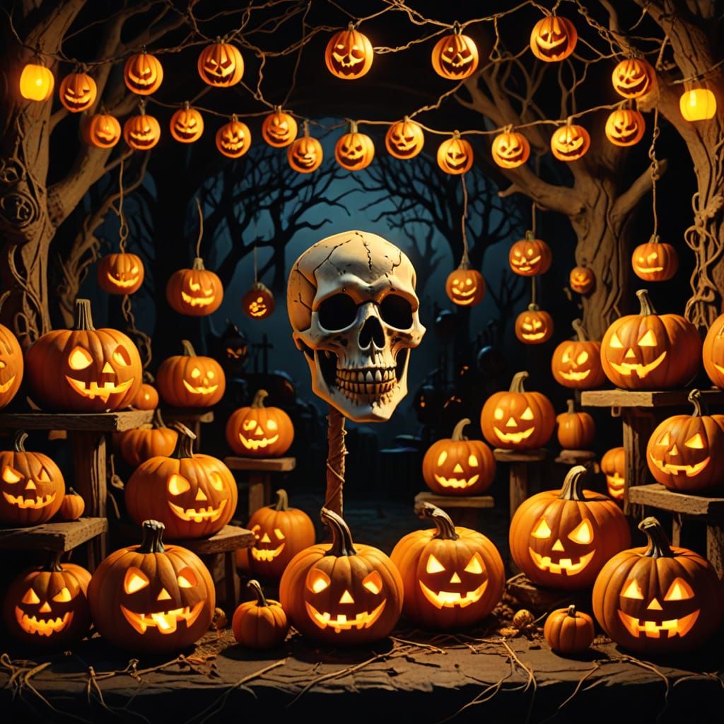 Whimsical Haunted Farmstand in Claymation Style