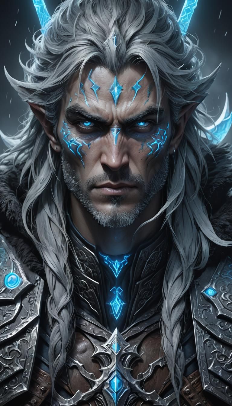 Intricately Carved Sword with Cold Blue Runes