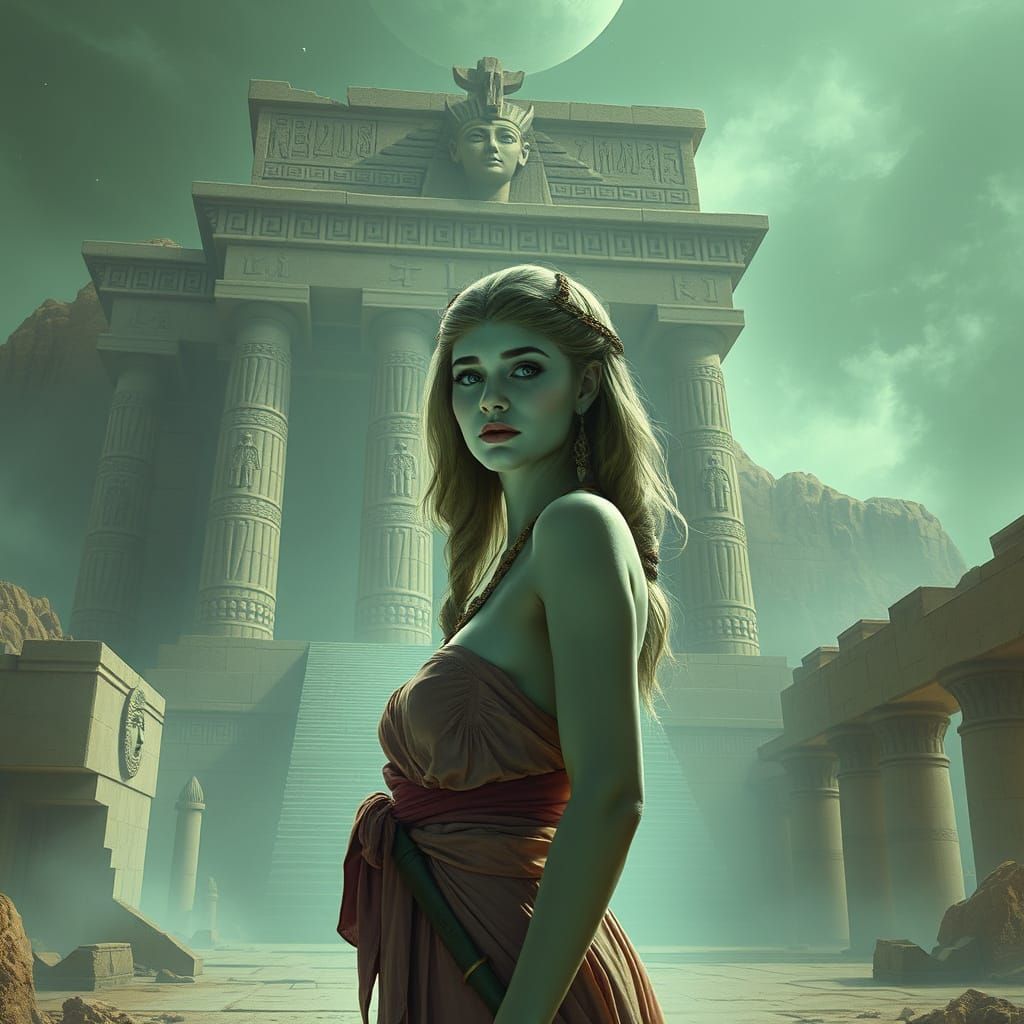 Miss Hulk in Surreal Egyptian Temple Portrait