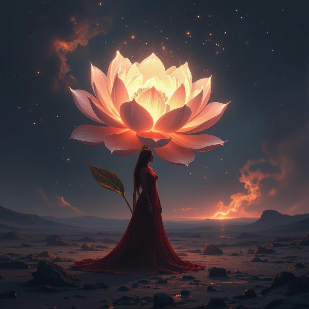 Bioluminescent Flower in Dying Nebula