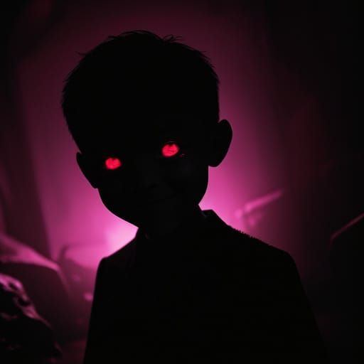 Creepy Child in Surreal, Ominous Shadows