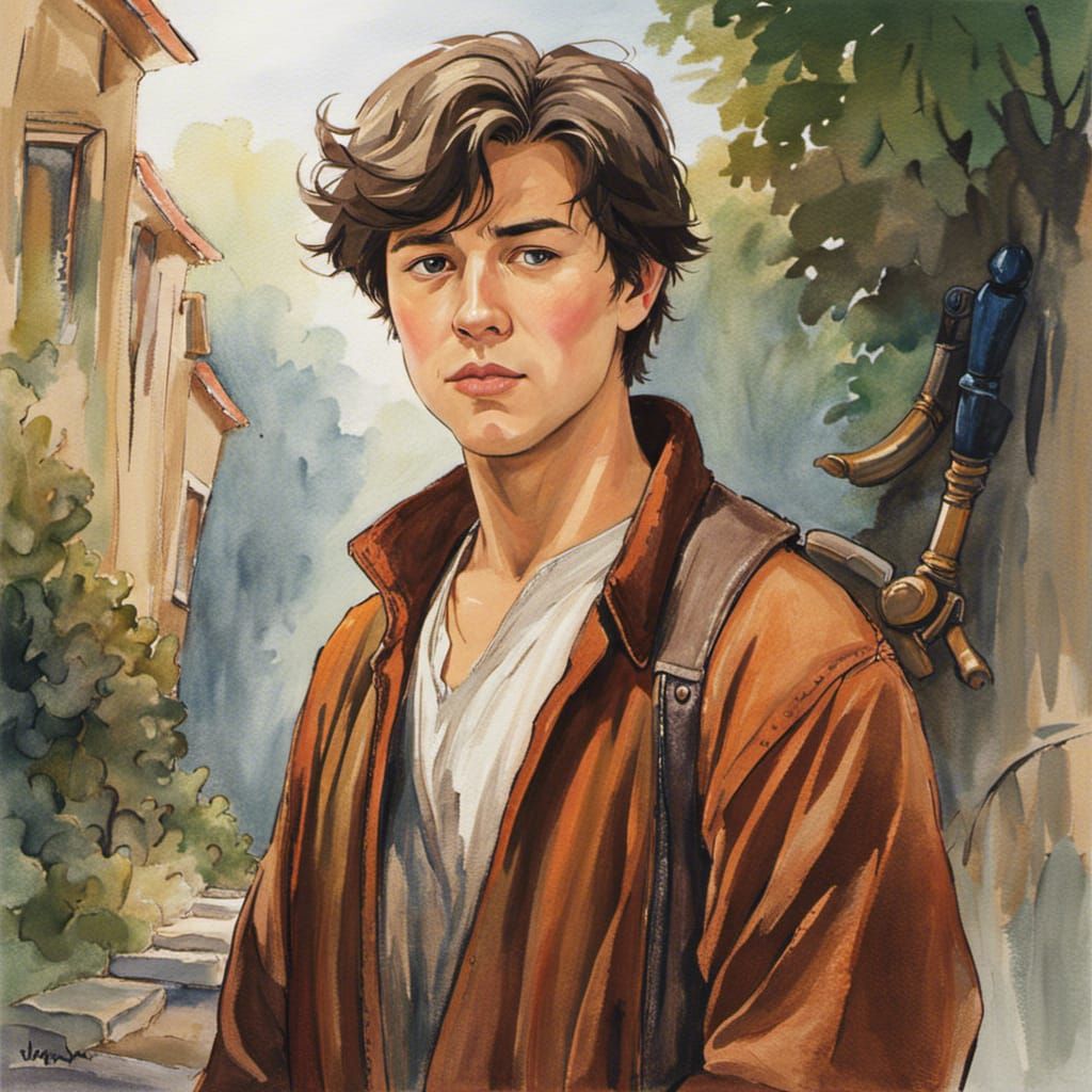 Artificer's Apprentice in Medieval Watercolor Painting