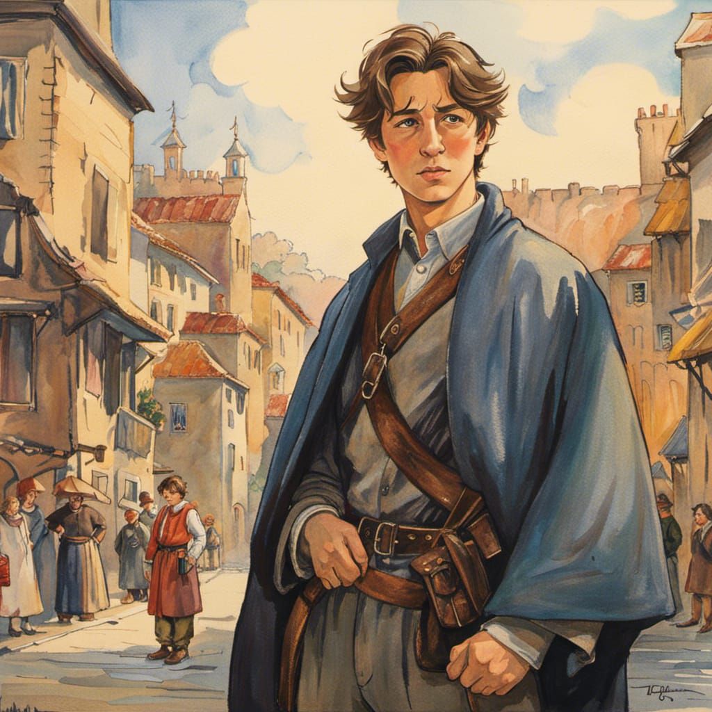 Chubby Hero in Studio Ghibli Watercolor Style