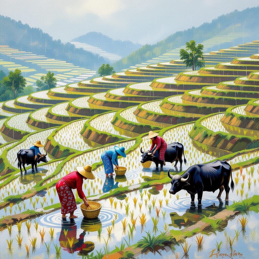 Longji Rice Terraces: Impressionistic Farming Landscape